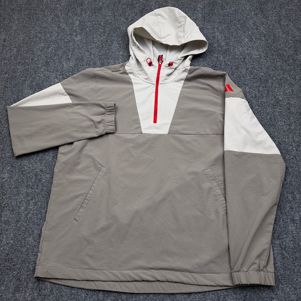 adidas Ultimate365 Anorak Jacket Men's Medium Putty Hooded Windbreaker JJ1744